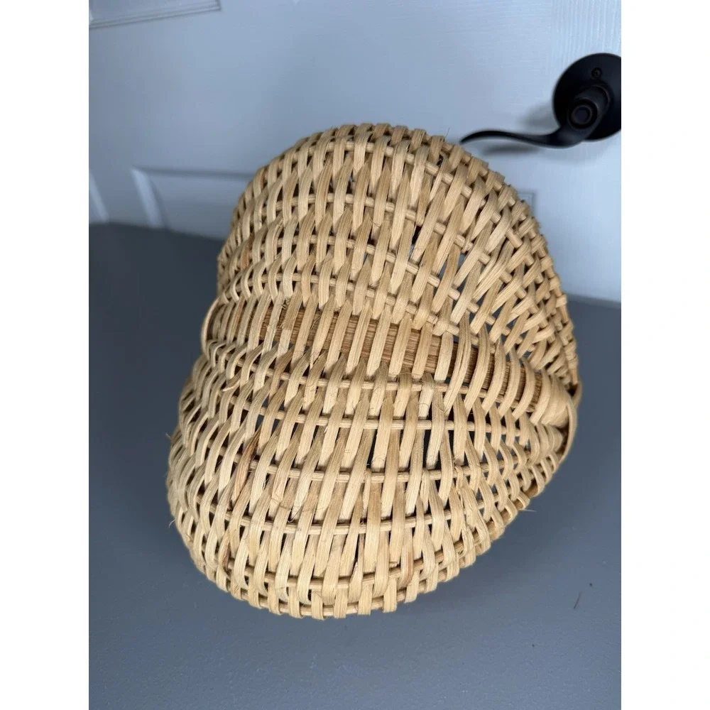 Buttocks Basket God's Eye Hand Woven Vintage Splint w Oak Handle Primitive Butt